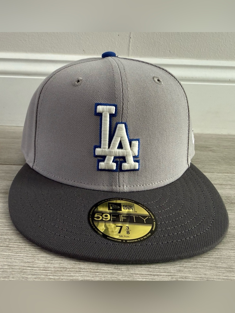 LA Los Angeles Dodgers Hat Club New Era 59FIFTY Grey Graphite Fitted Sz 7 3/8